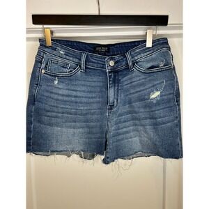 Judy Blue Distressed Denim High Waisted Shorts Raw Hem XL Boho Coastal Western